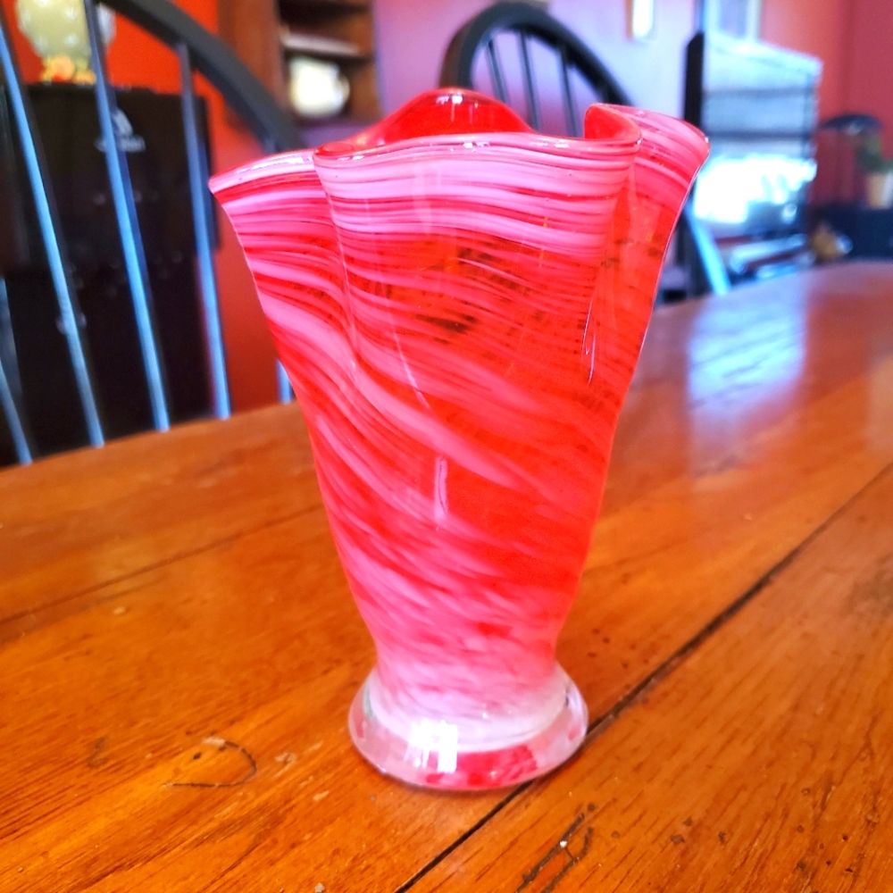 Hand blown glass handkerchief vase